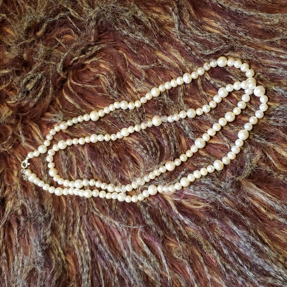 White Cultured Freshwater Pearl Rhodium Over Sterling Silver 38 Inch Strand Neck